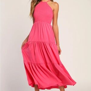 Lulus Elegant Pink Halter Maxi Dress